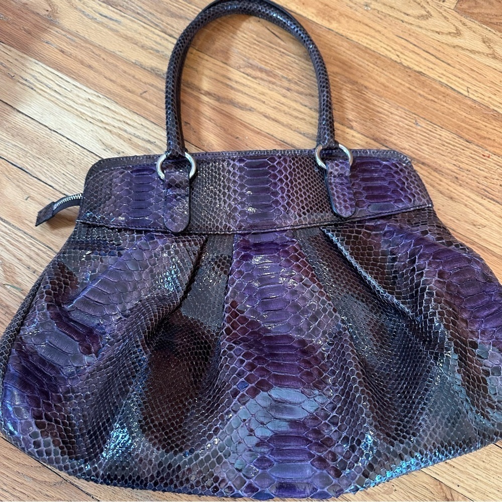 Authentic Jane August Genuine Python Satchel | Pu… - image 3